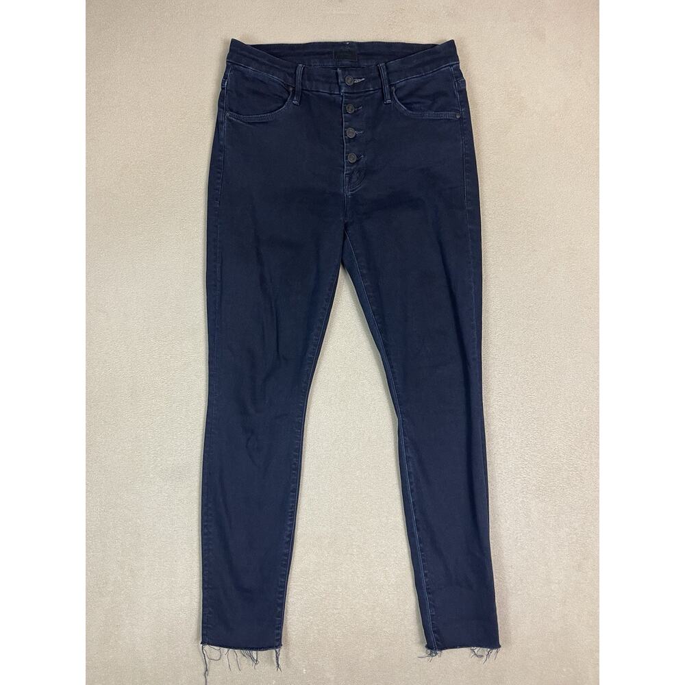 Mother Jeans Womens 28 Dark Blue The Pixie Ankle Fray Mid‎ Rise Button Fly Denim